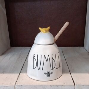 Rae Dunn Small White Honey Pot with Yellow Lid